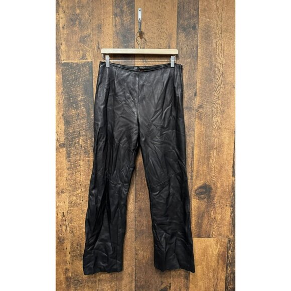 Women's Black Leather Pants - Picture 2 of 8